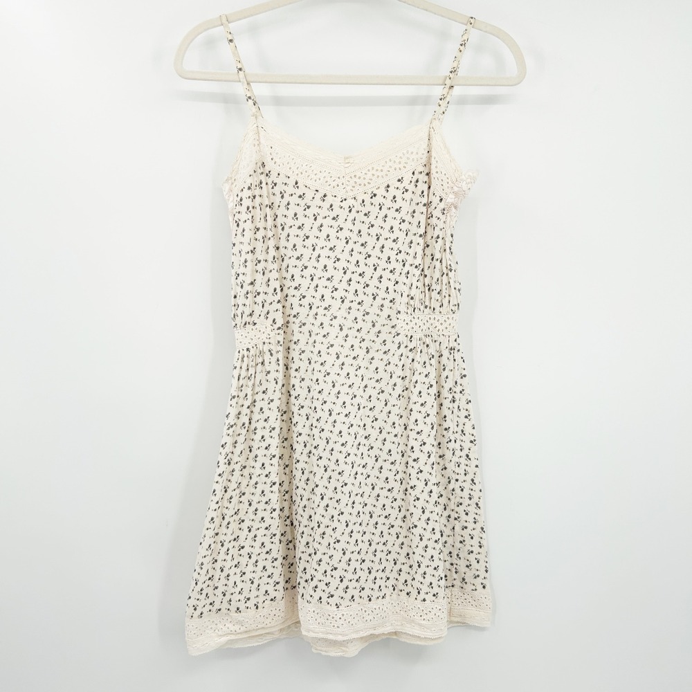 Oysho Womens Cottagecore Soft Girl Coquette Ditsy Floral Print Lace Trim Dress S